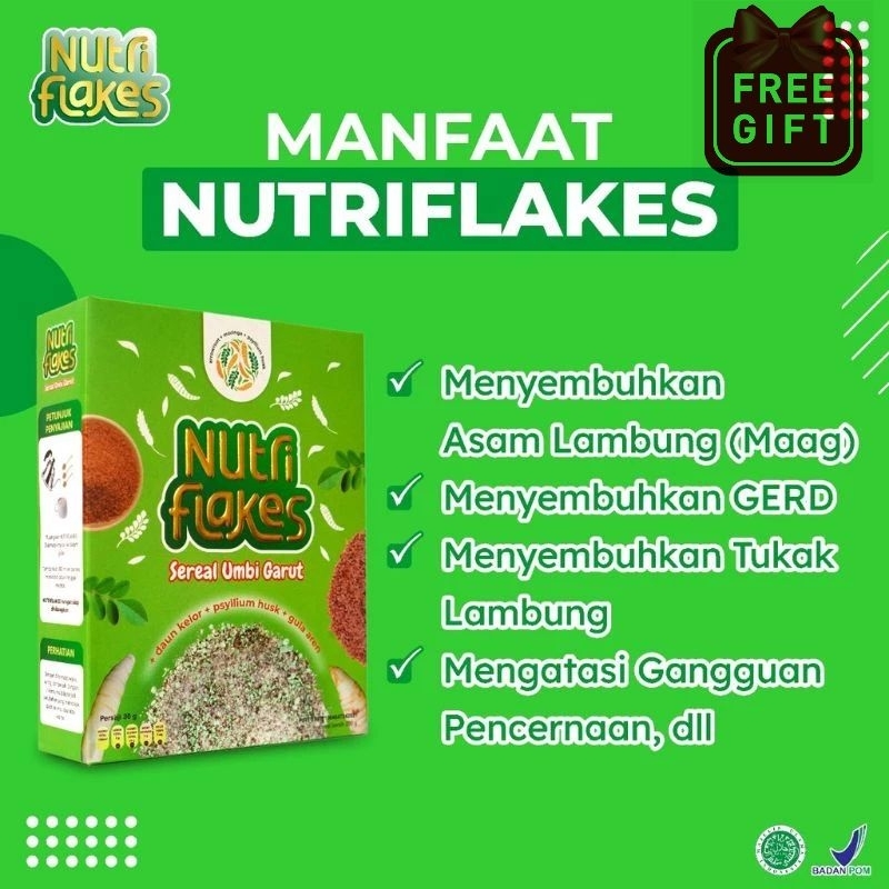 

Maknyuss1 [Free Gift] Nutriflakes 280 Gr Sereal Sehat Umbi Garut Atasi Asam Lambung /Gerd Original