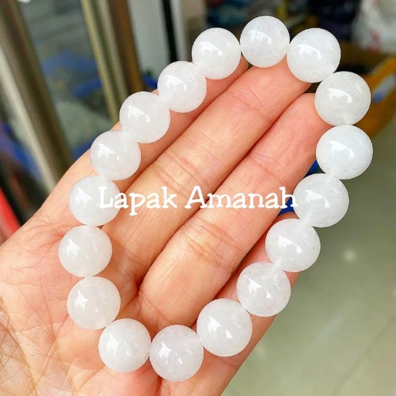 Gelang Giok Putih Salju Asli Original Stone