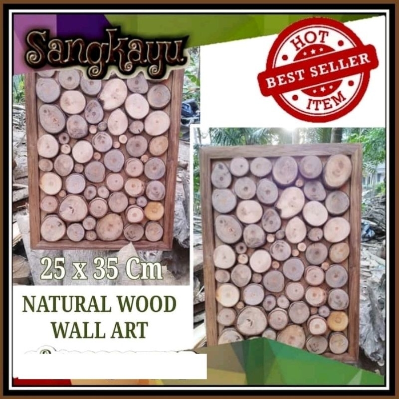Wood wall art hiasan dinding kayu wall decor wallpaper dekorasi rustic