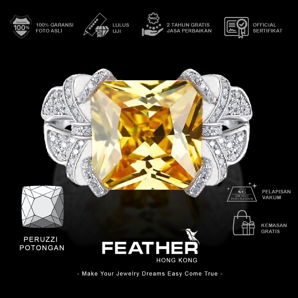 FEATHER HONGKONG - ( Adjustable ) - Cincin Cowok Pria Couple Wanita Lapisan Platinum Jewelry Laki-La