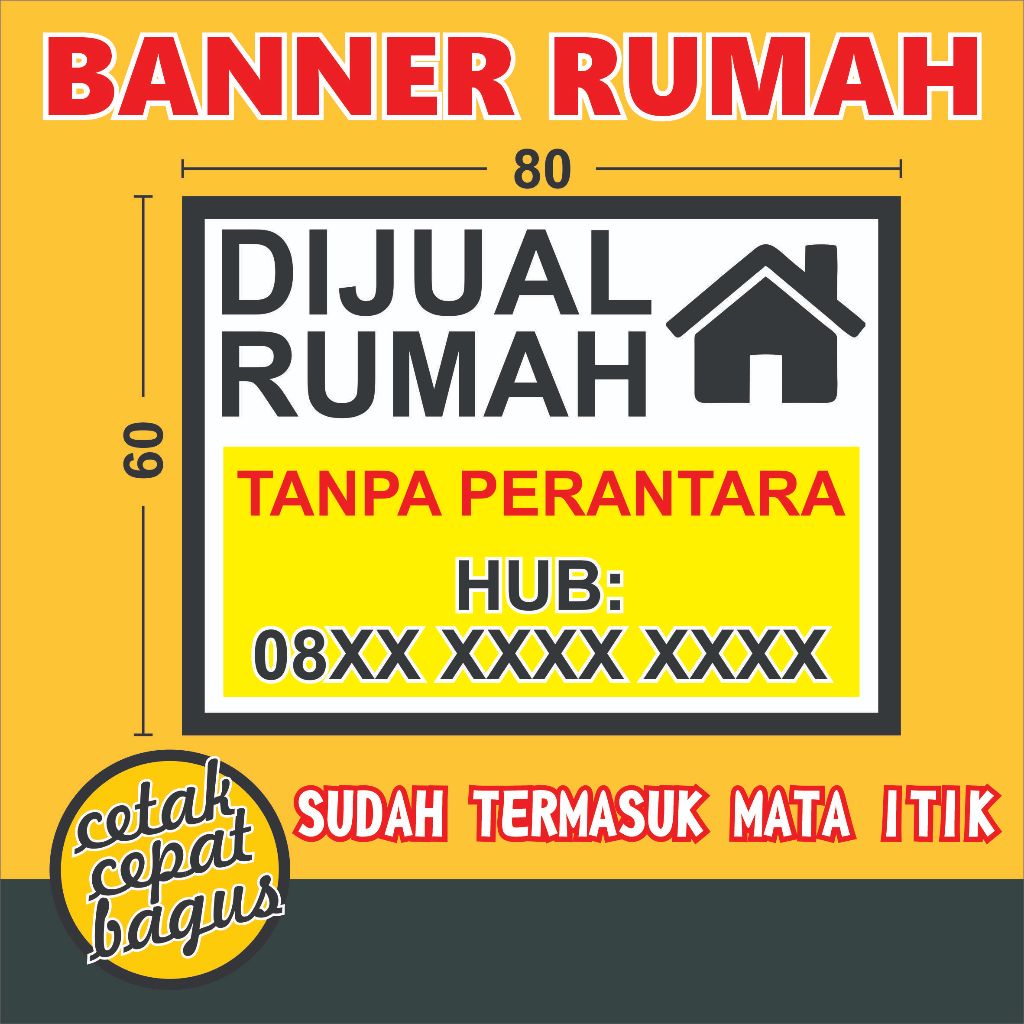Spanduk / Banner dijual / disewakan / dikontrakkan rumah / toko