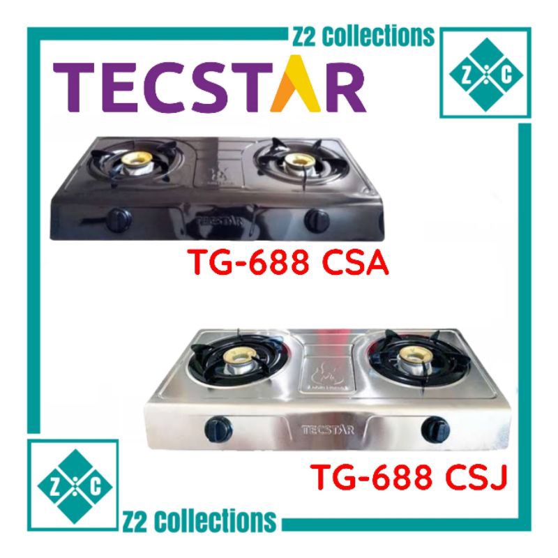 TECSTAR TG-688 CSA kompor gas 2 tungku teflon hitam anti lengket kompor stainless Tecstar TG 688 CSJ
