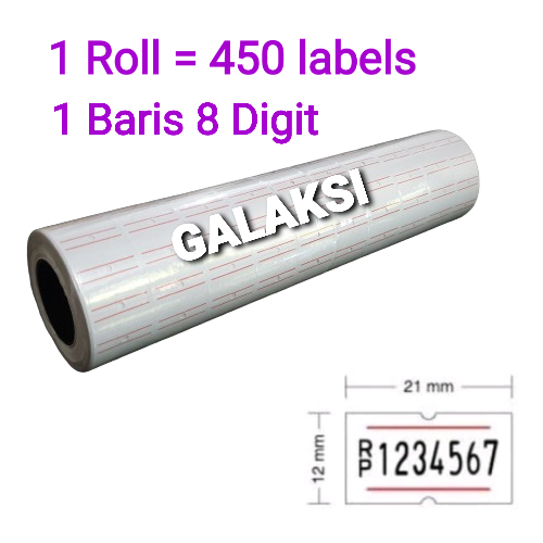 

[PAK/10 ROL] PRICE LABEL / LABEL HARGA 1 BARIS (12MM X 21MM)