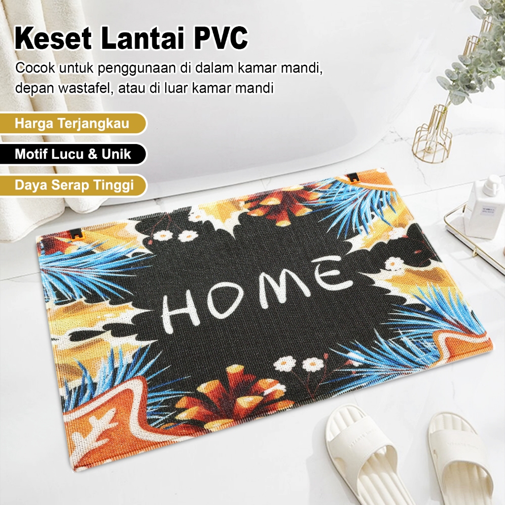 COD - Keset Lantai PVC Anti Slip Uk 43x73cm Motif Karakter Tebal Premium / Keset Kaki Bihun Karet Te