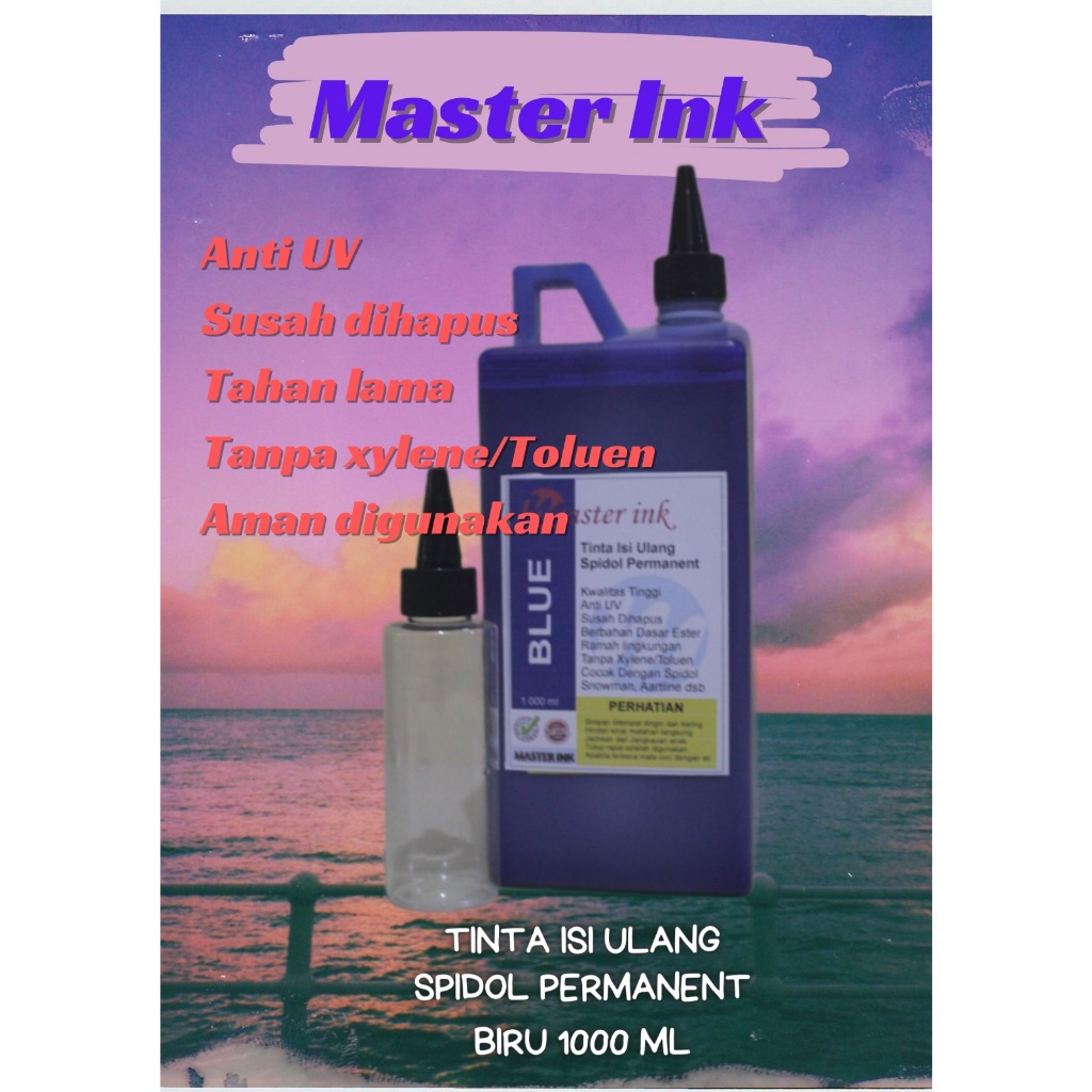 

Tinta Spidol Permanen Master INK Tinta Isi Ulang Spidol Master Ink Biru 1000ml