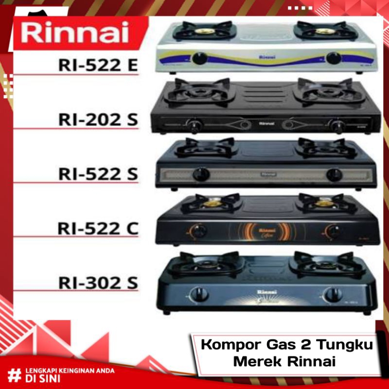 Kompor Gas Rinnai 2 Tungku RI 522S / Kompor Gas 522C  / 2 Tungku / Macam - Macam Kompor