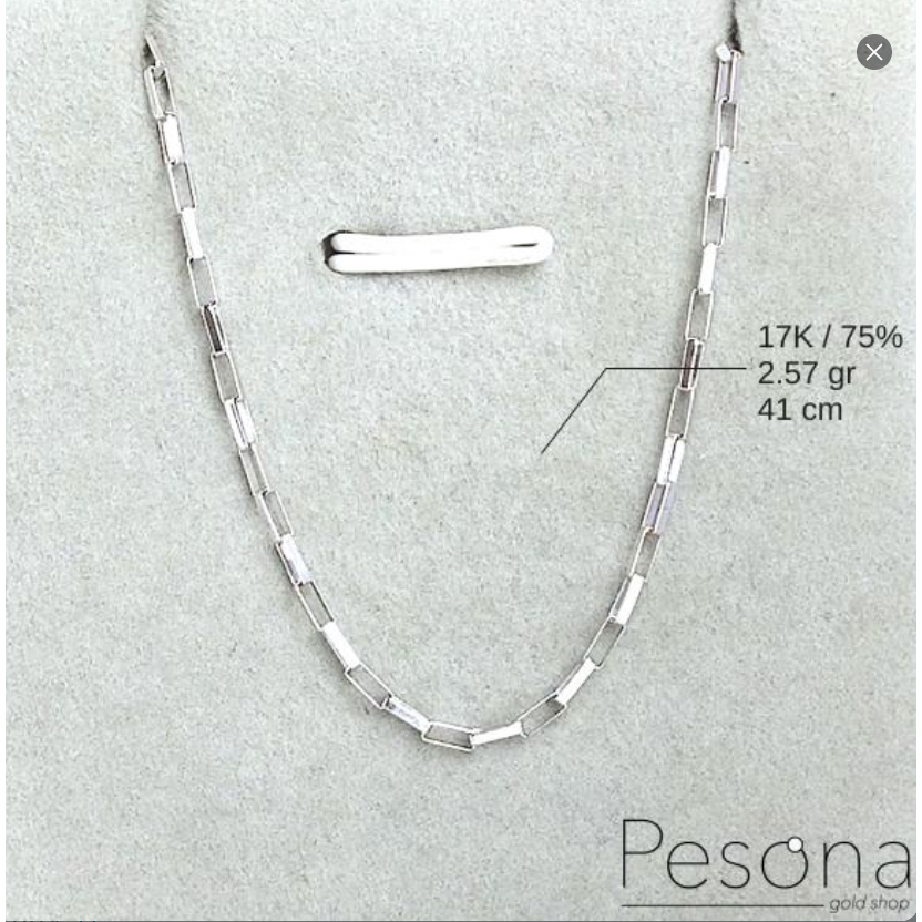 KALUNG EMAS PUTIH MODEL PAPERCLIP 41 cm | 17K | 2,57 gram