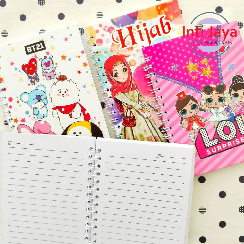 

Notes Fancy Buku Catatan Spiral A6 Kartun Hijab BT21