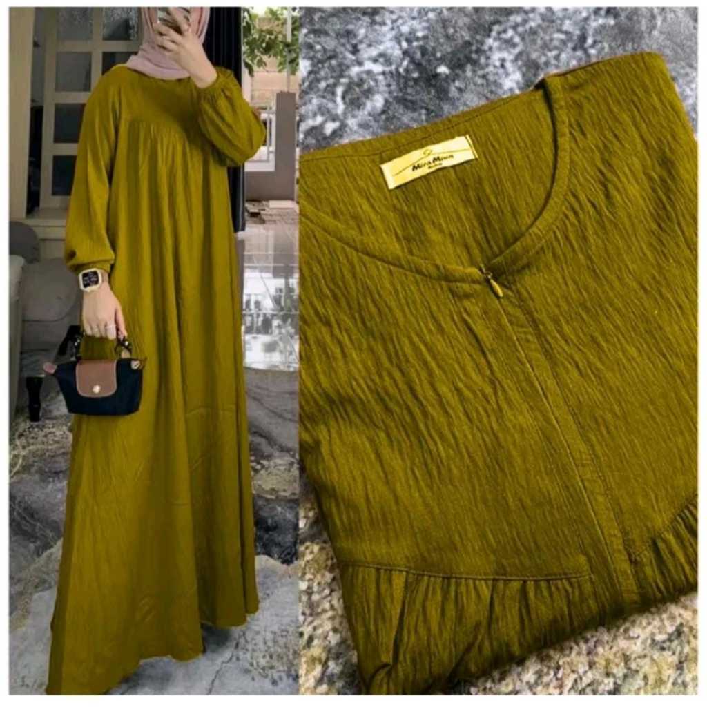 Gamis wanita bahan crinkle airflow //Gaun polos jumbo