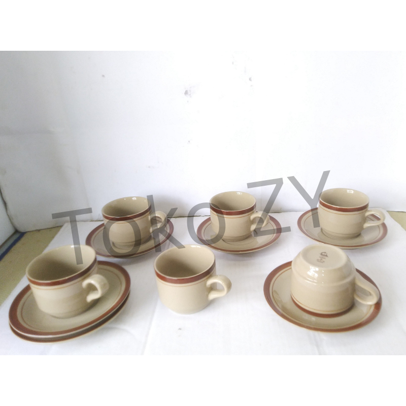 Cangkir set keramik dan Lepek, isi 6 set / VICENZA / keramik