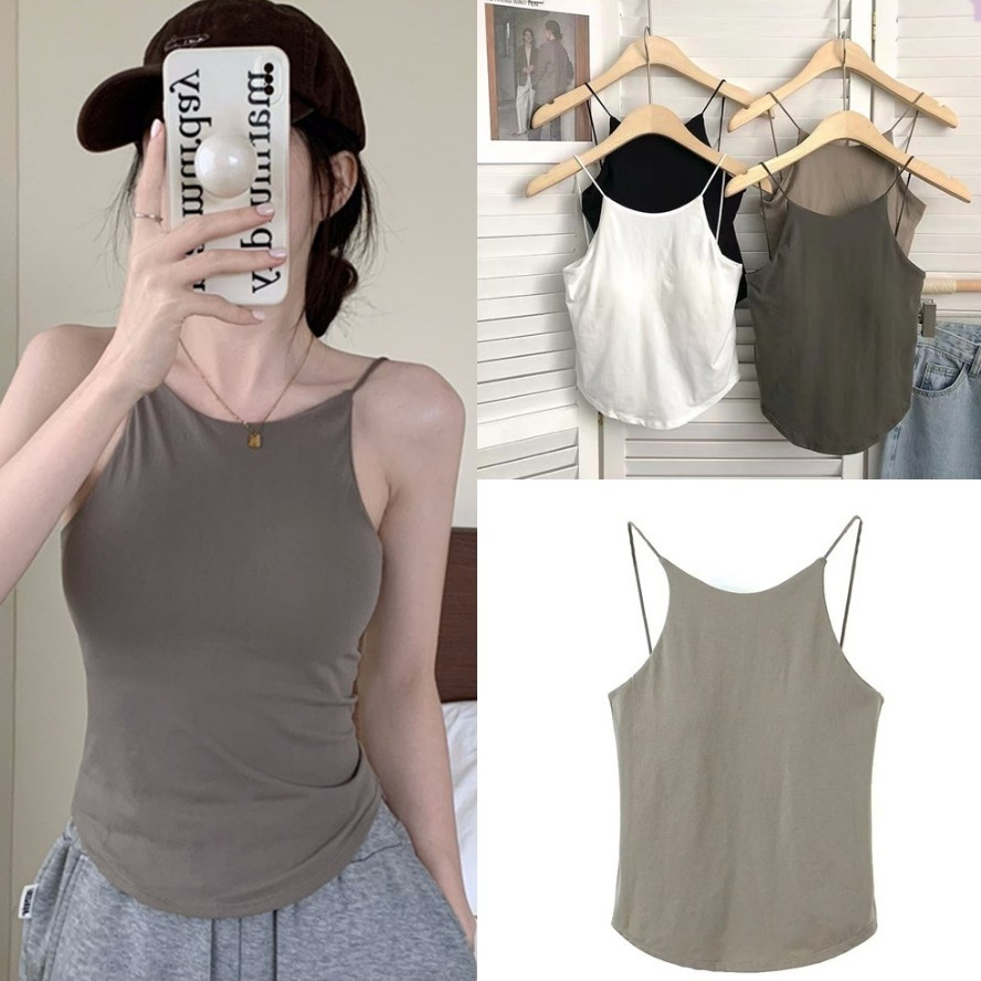 •JOZOLANDZ•BJ1586 Baju Tanktop Polos Halus Tanpa Kawat With Cup Tali Leher Bh Singlet Wanita Atasan 