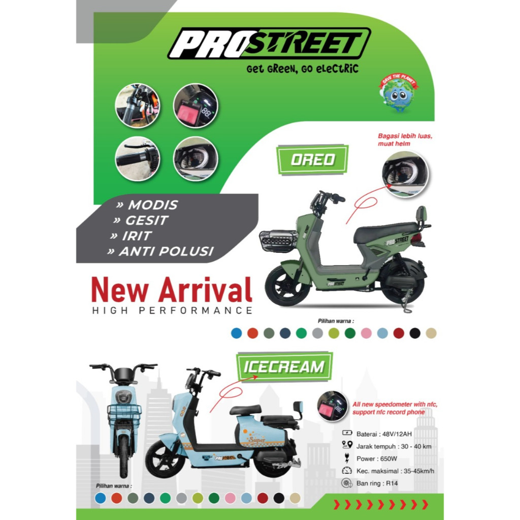 Sepeda Listrik Prostreet Oreo Sepeda Listrik ProStreet OREO NFC E Bike 650 Watt Pro Street Ada NFC