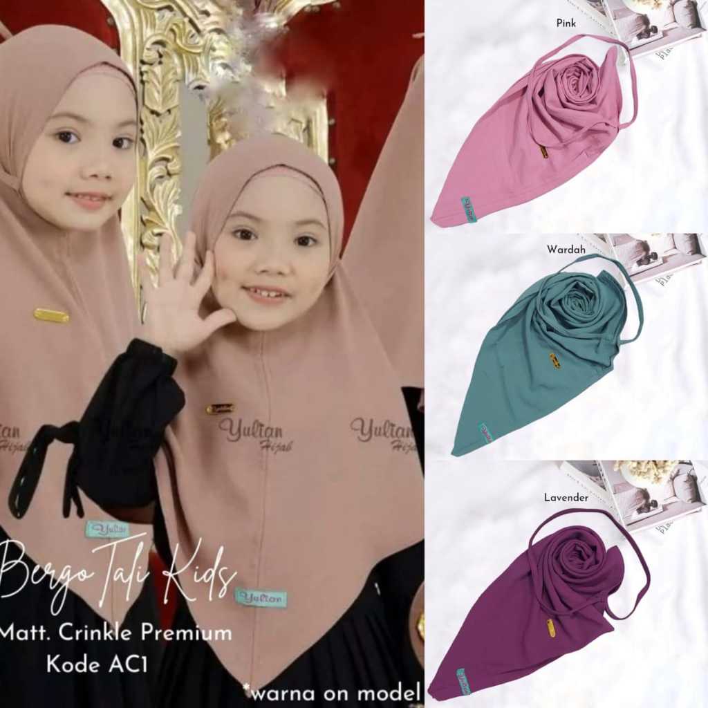 SALE Jilbab Anak Premium Murah / Hijab Bergo Maryam Crinkle Aiflow Anak / Bergo Maryam Anak Kode AC 