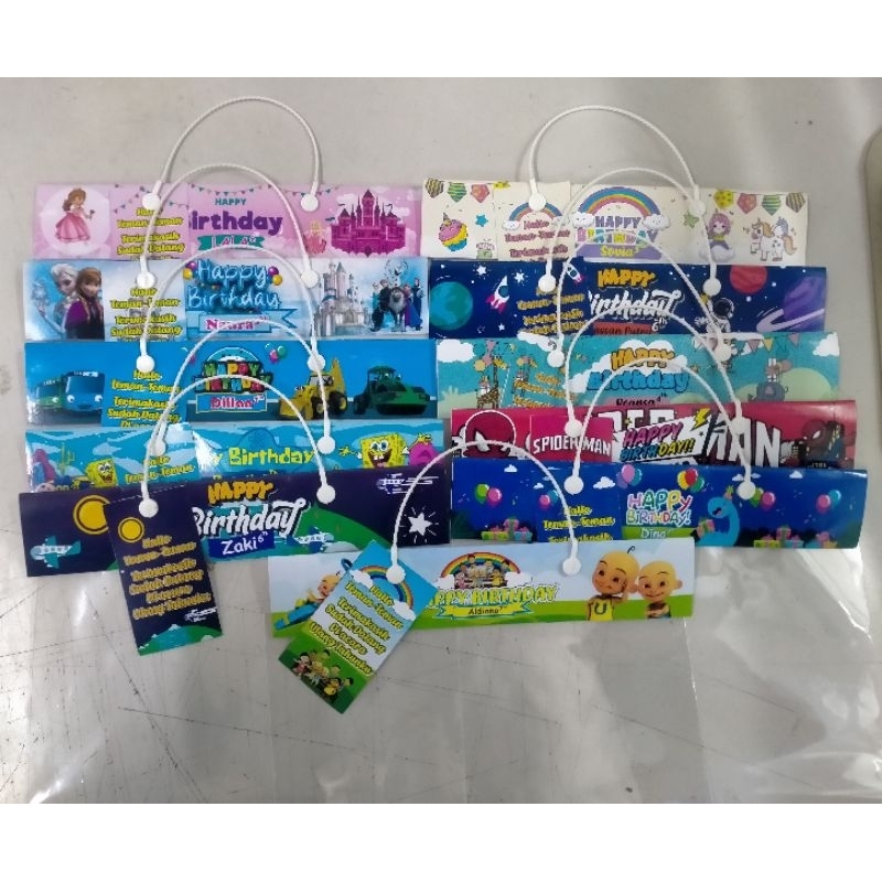 

Plastik Snack ( 1 Pack Isi 8 Pcs ) Plastik Ulang Tahun Jinjing Karakter uk 20 x 30