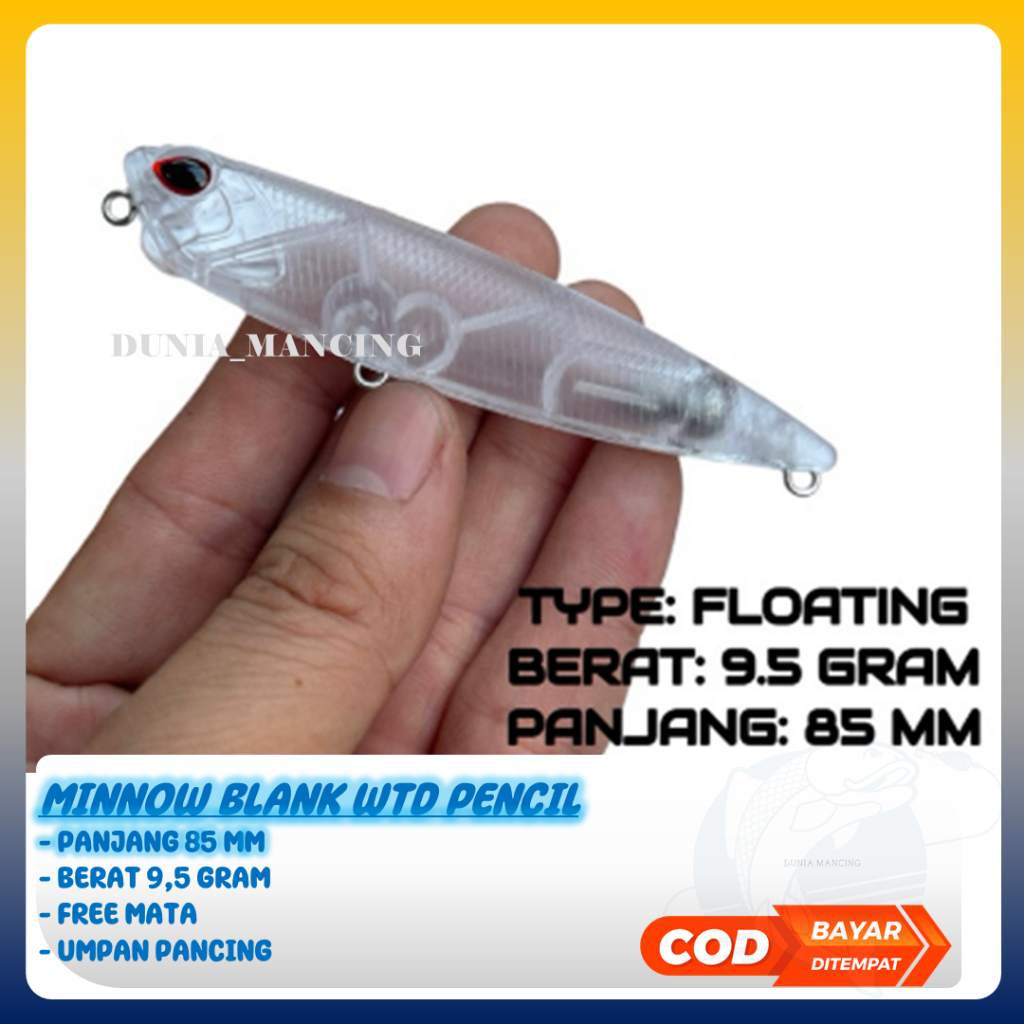Minnow Blank WTD Pencil 85mm 9,5gram GRATIS MATA