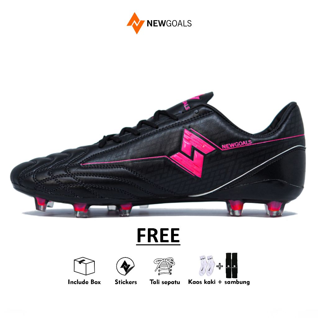 NEWGOALS - Sepatu Bola Original Newgoals Invader Pro Fg Black Pink Size 36 - 43