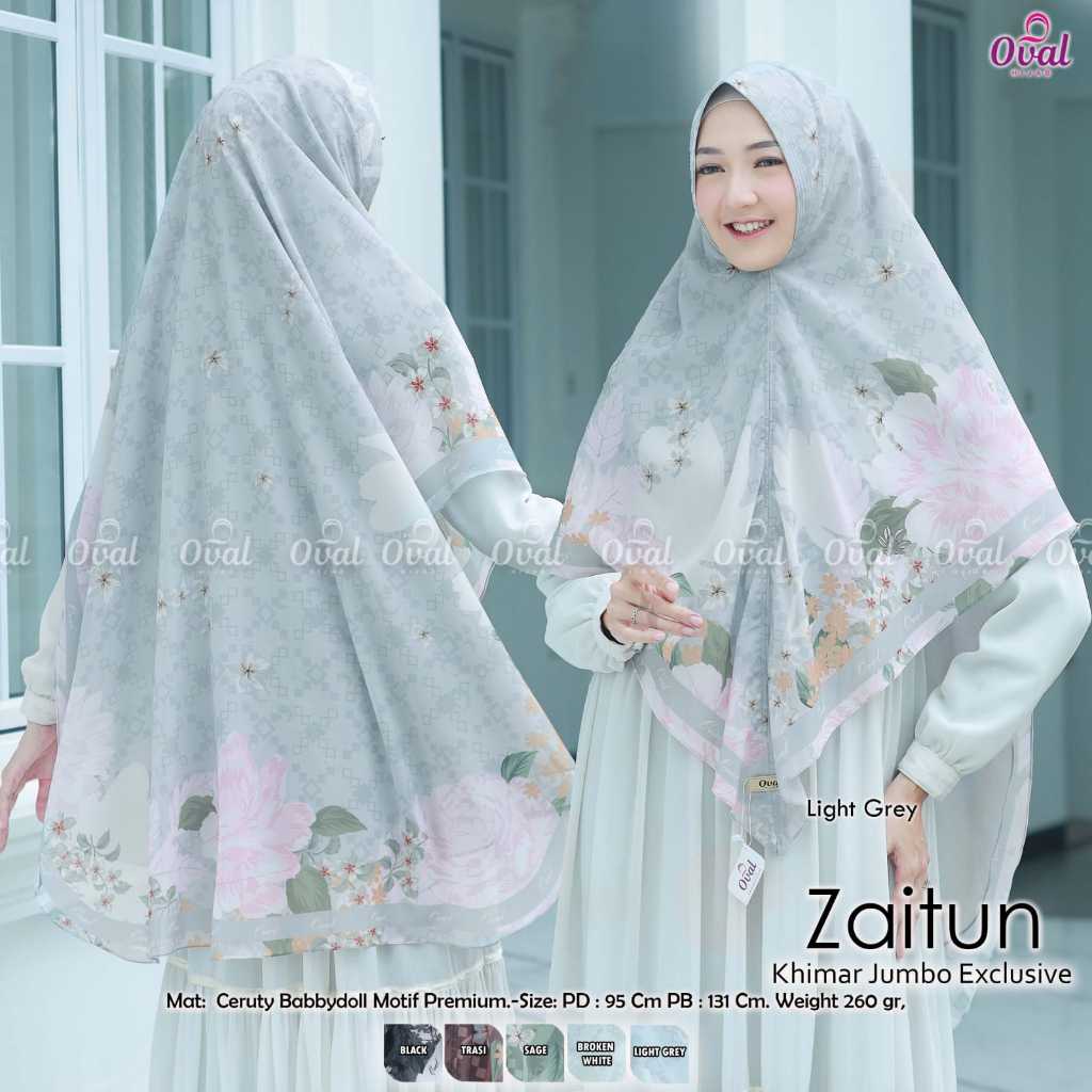 Zaitun Hijab Khimar Jumbo By Oval Hijab Jumbo Exclusive Ceruty Motif Premium