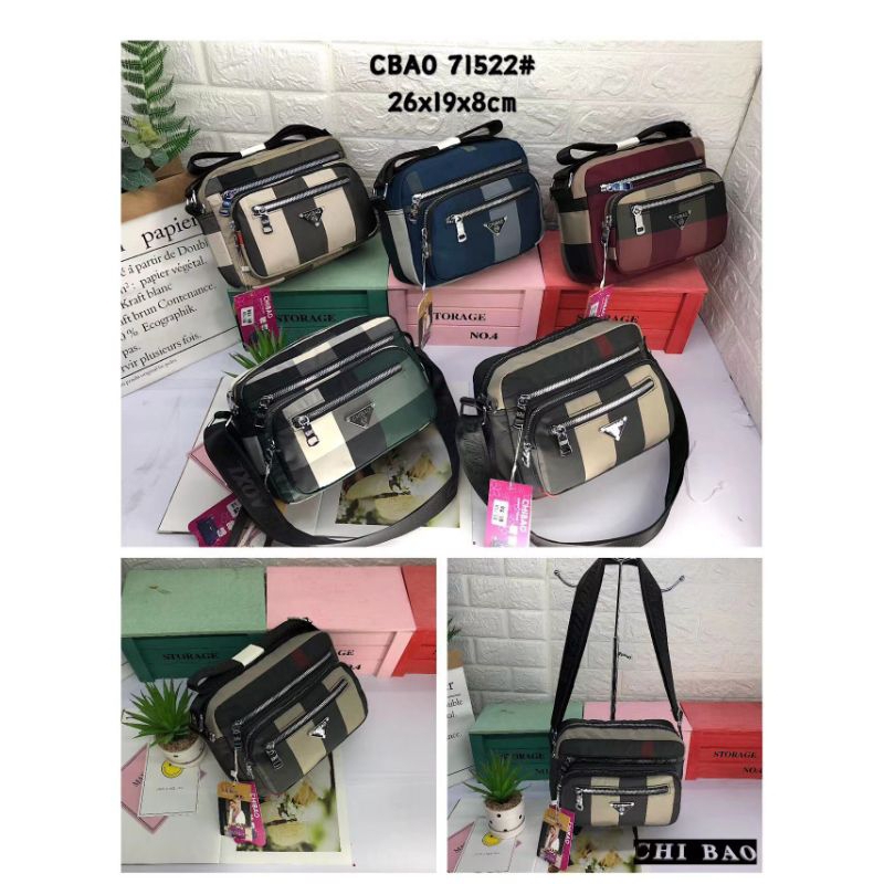 ChiBao Tas Selempang Sandang Wanita Original Import Parasut Motif Kotak Kotak Anti Air 71522