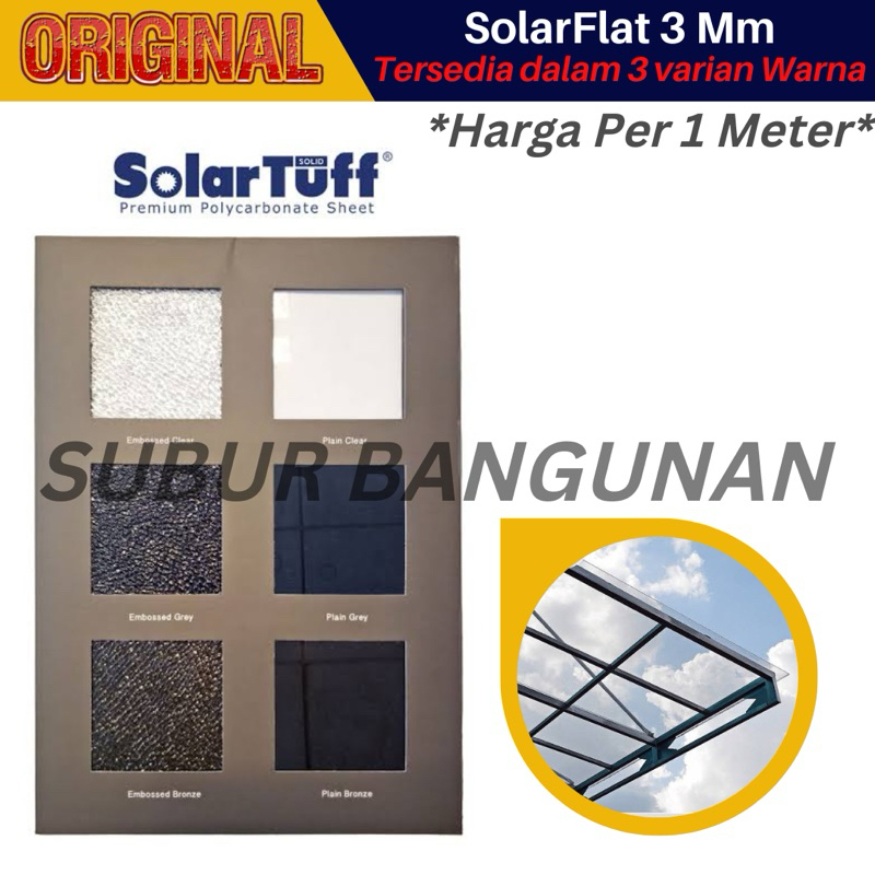 Solarflat SolarTuff Solid, Atap Kanopi Polycarbonat Murah 3 Mm Polos Atap Bening
