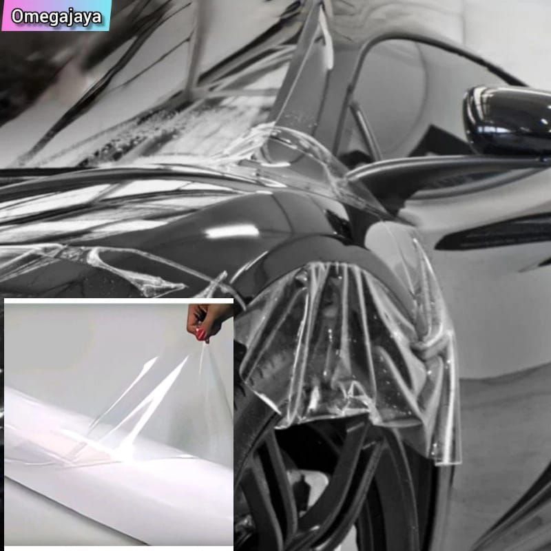 STIKER SKOTLET TRANSPARAN BENING SUPER GLOSSY LEBAR 120CM UNTUK MOBIL/MOTOR