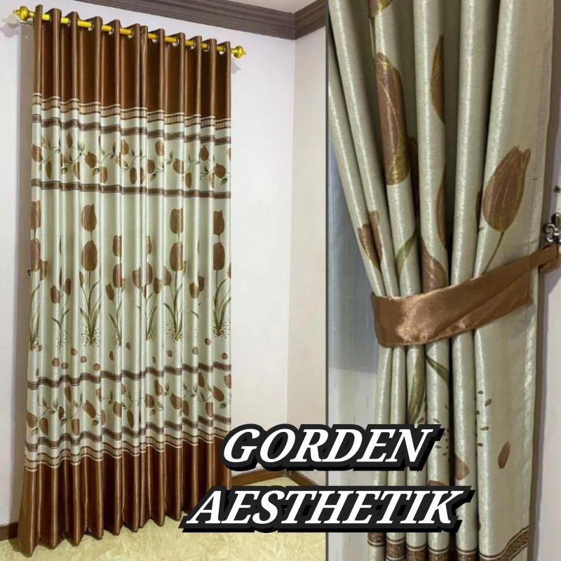 Gorden Jendela Ruang Tamu Dan Gorden Pintu Kamar Gorden Motip Bunga Tulip Bahan Kain Blackout