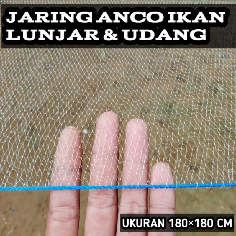 Jaring tangkul ikan kecil / jaring anco lubang paling kecil 3/8 inchi ukuran 180×180 cm
