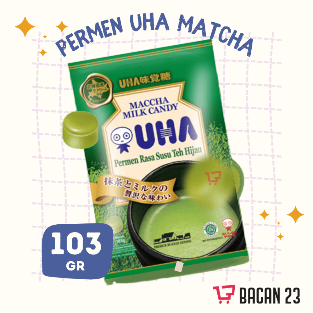 

Permen UHA Milk Candy Rasa Matcha Milk (103gr) / Permen Susu Teh Hijau