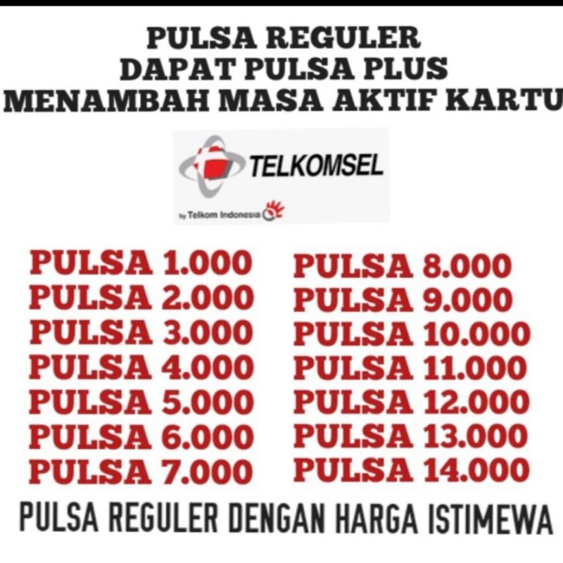 PULSA telkomsel  /TOP SALDO EMONEY TERMURAH PULSA 2000 SAMPAI 19.000