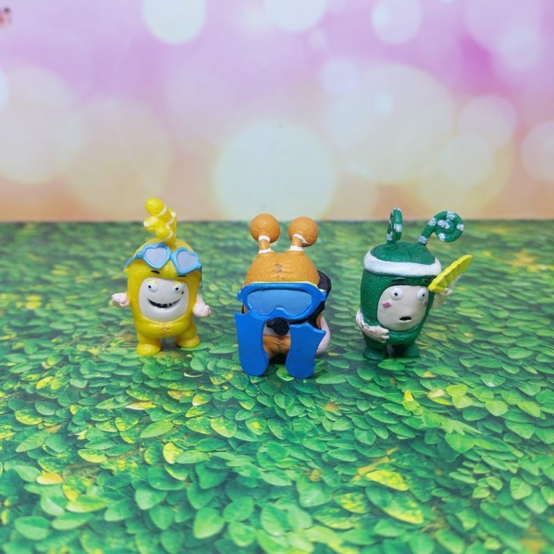 Figure MINI Oddbods 4cm Figure Kuning (Bubbles) Oren (Slick) Hijau (Zee) Jeff (Ungu) Biru (Pogo) McD