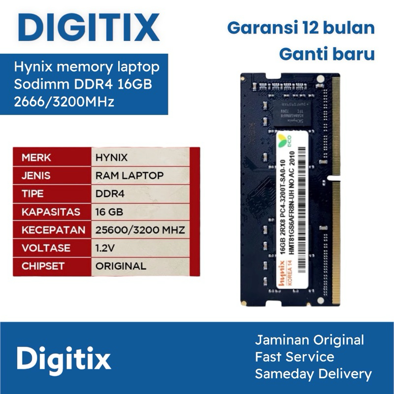 HYNIX Ram Laptop Sodimm DDR4 16GB 2666/3200Mhz