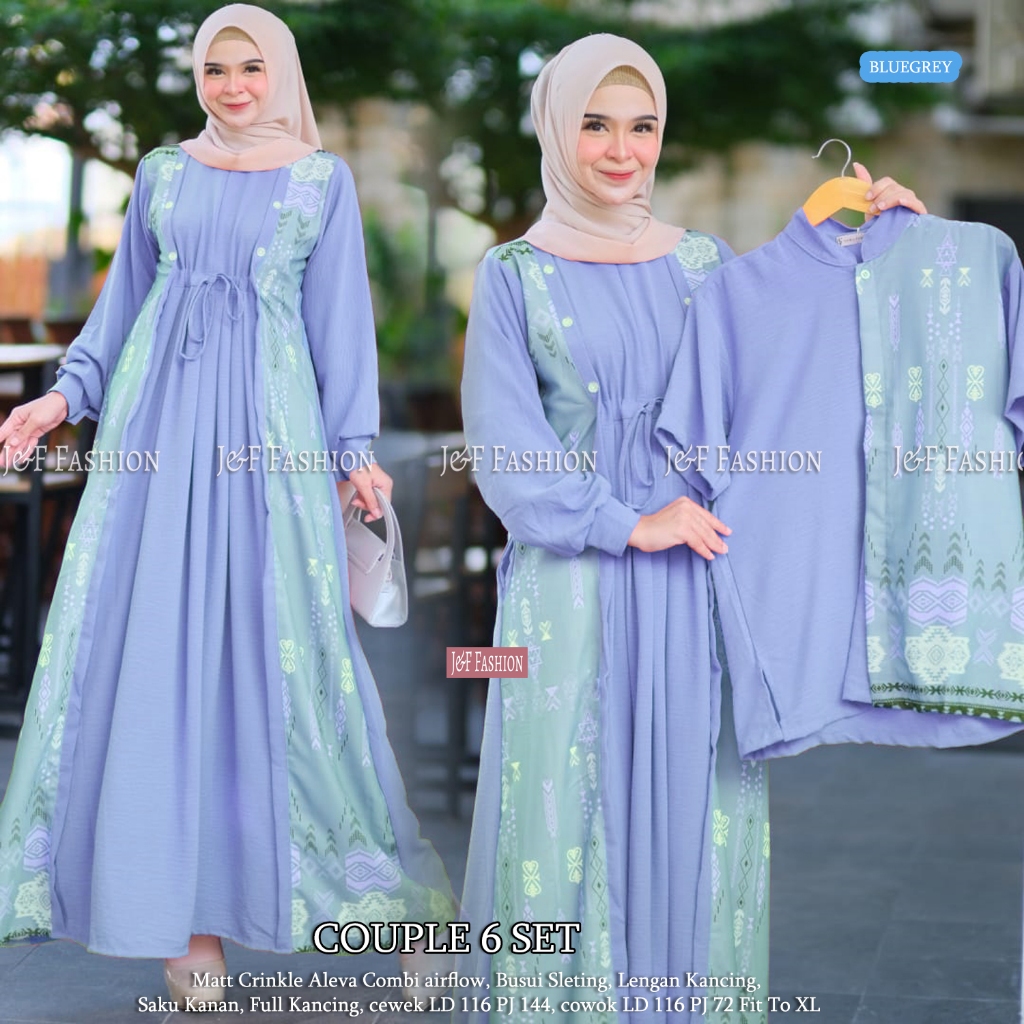 FASHION MUSLIM KEKINIAN NYAMAN DI PAKAI SETELAN GAMIS COUPL ELEGAN MURAH KONDANGAN LEBARAN COD COUPL