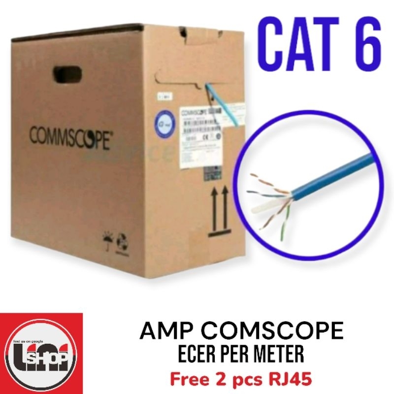 Kabel Lan UTP Amp Comscope commscope Original CATEGORY CAT6 full tembaga murni ecer per meter