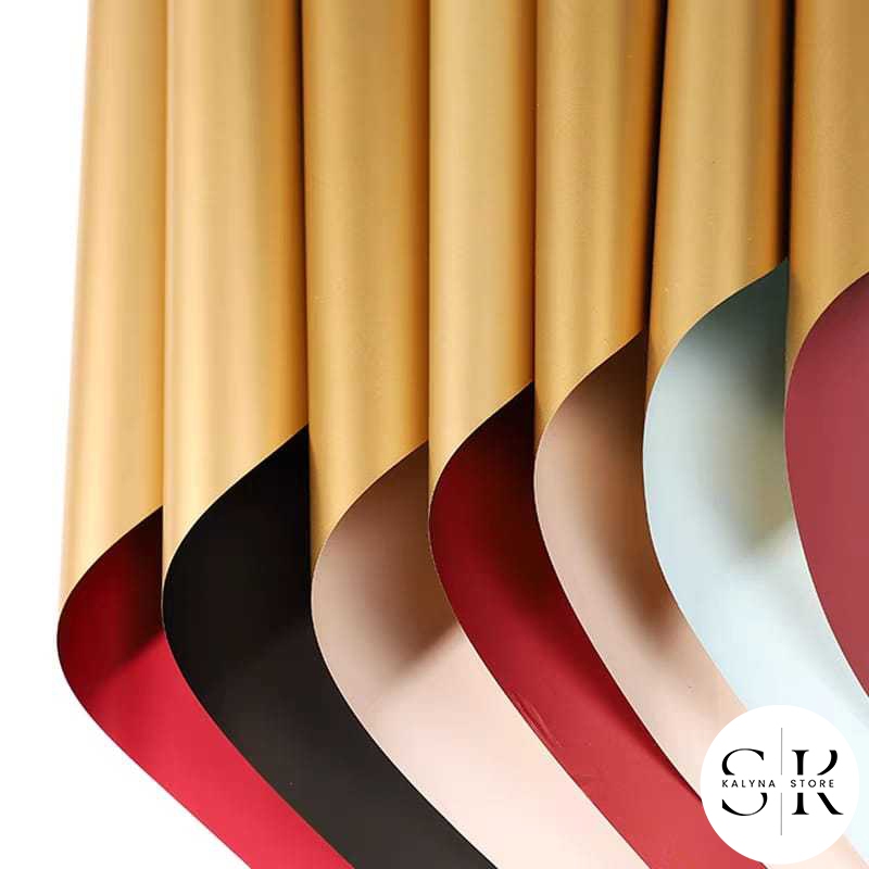 

[5 LEMBAR] Wrapping Paper Bicolor Gold Cellophane Flower Paper Gold Double Side Kertas bunga bouquet