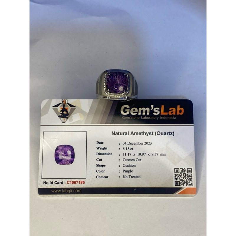 NATURAL AMETHYST QUARTZ CUSTOME CUT RING MONEL HM MEMO GLI