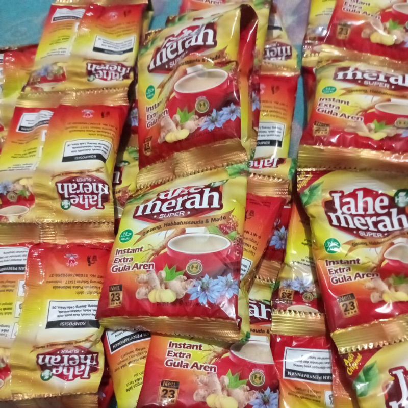 

Paket 3 Renceng JAHE MERAH SUPER H64 GINGSENG, HABBATUSSAUDA & MADUINSTANT EXTRA GULA AREN