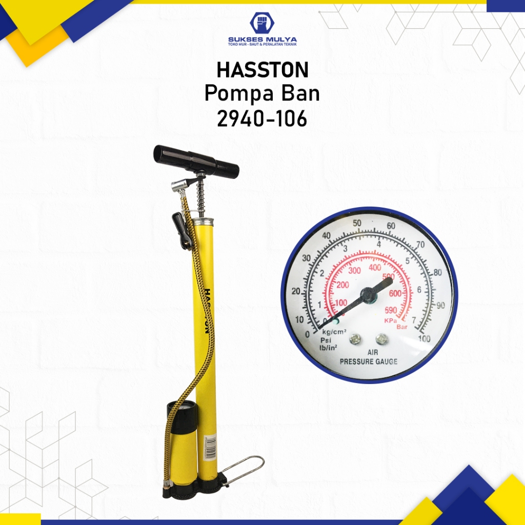 HASSTON PROHEX 2940-106 Pompa Sepeda Meter - Pompa Angin Ukuran Ban