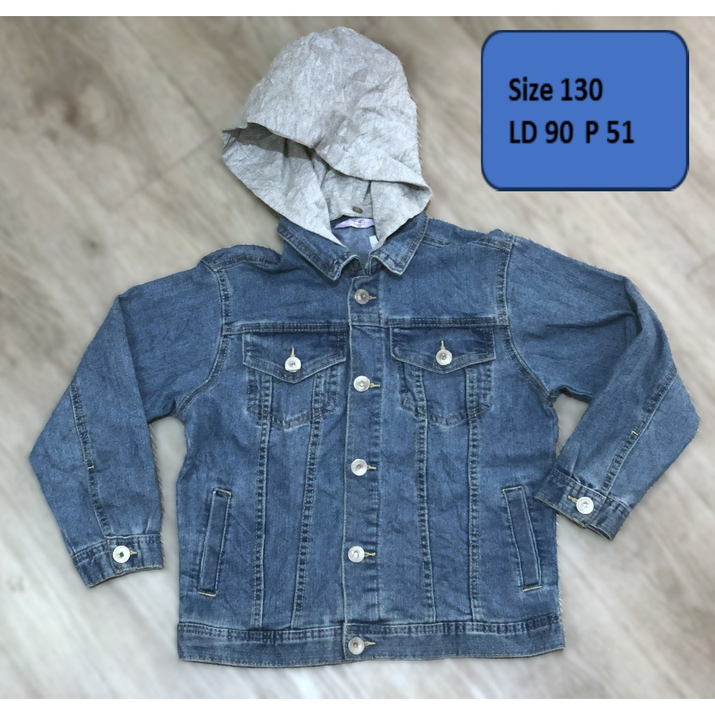 PROMO Jaket Jeans Denim Hoodie Coat Tebal Preloved Second Anak-Remaja Dewasa