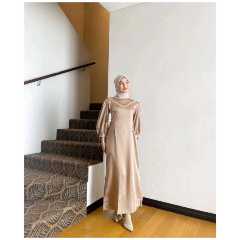 Calendula Dress/ Gamis Kondangan / Dress Satin Silk / Dress Simple & Anggun