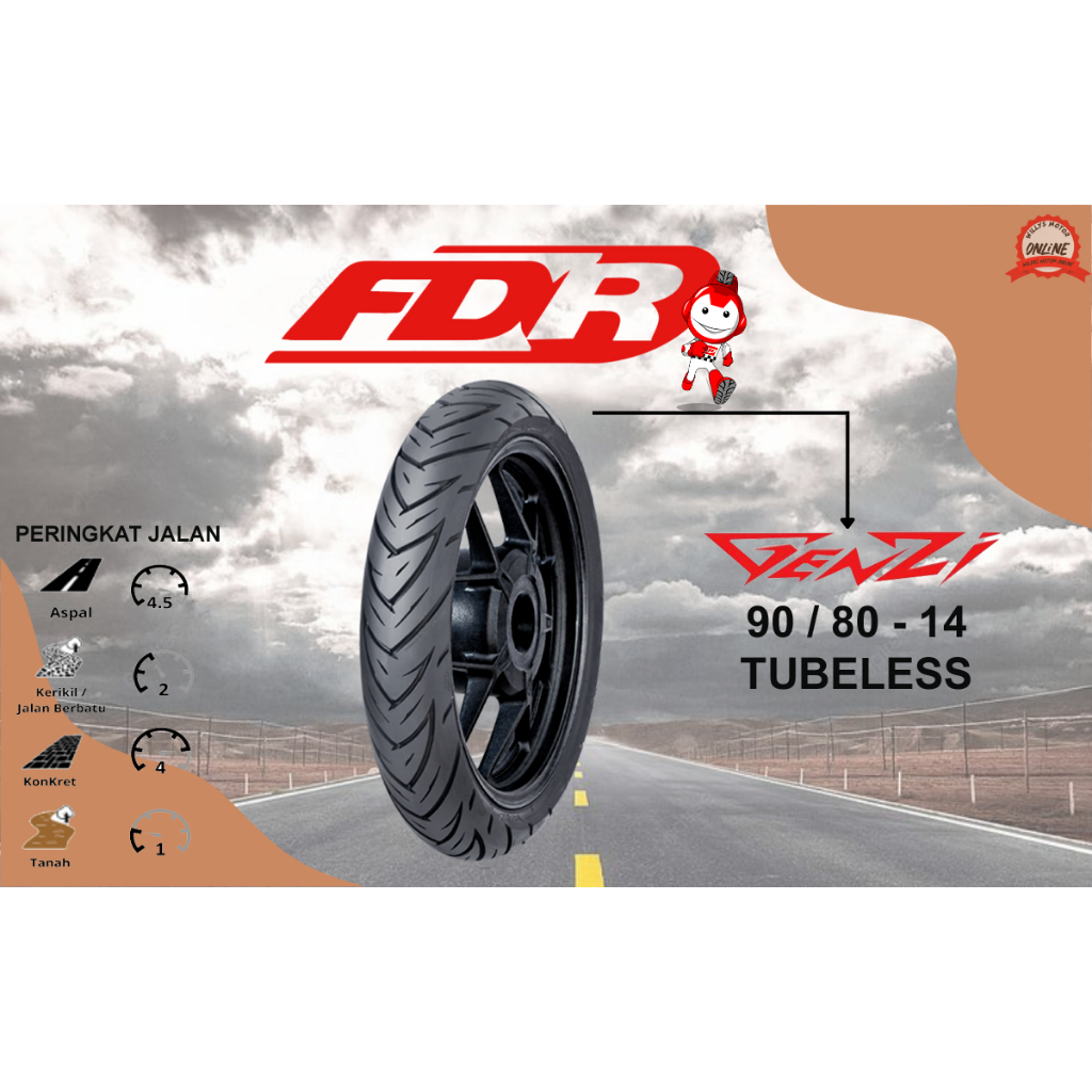 Ban FDR 90/80-14 Genzi Tubeless / Ban Motor Matic FDR / Ban Tubeles
