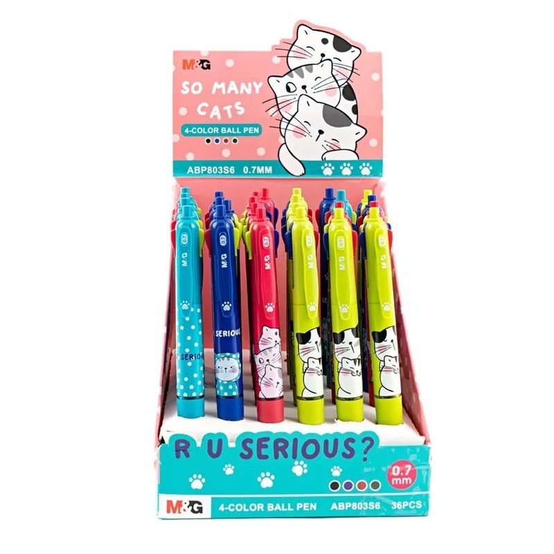 

M&G BALLPOINT RETRACTABLE SO MANY CATS ABP803S6 0.7MM 4 COLORS - PULPEN - BULPEN