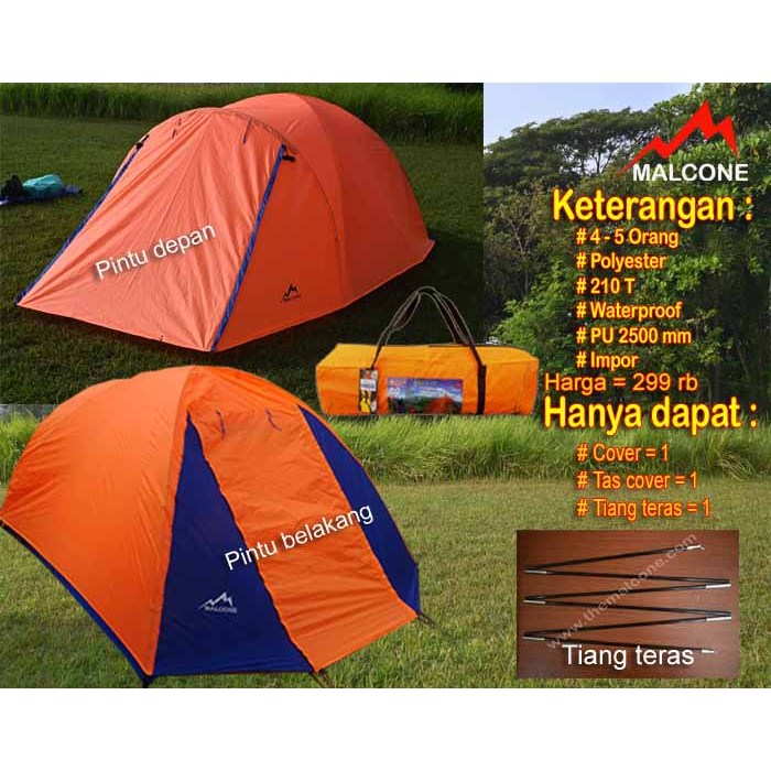 Cover tenda dome 4-5 org Avanger Malcone bahan Polyester 210T PU 2500 mm include frame teras