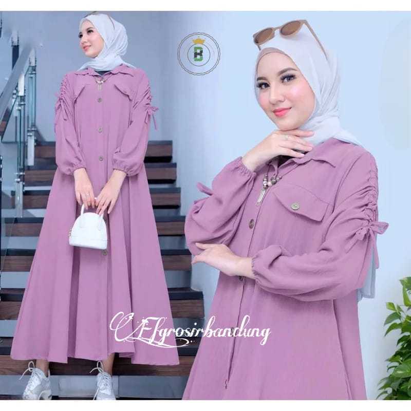 Gamis Dress Lebaran Wanita terbaru 2026 Aura midi dress gamis remaja terbaru viral tiktok terlaris d