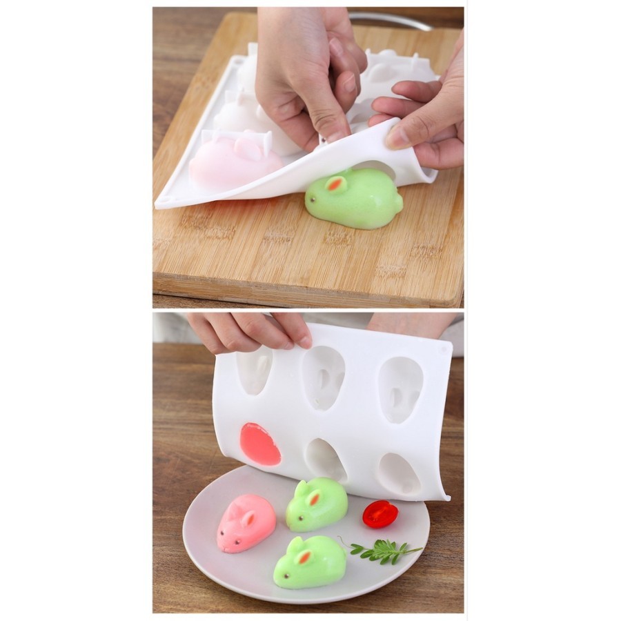 cetakan pudding silikon rabbit - cetakan coklat bunny cetakan kue