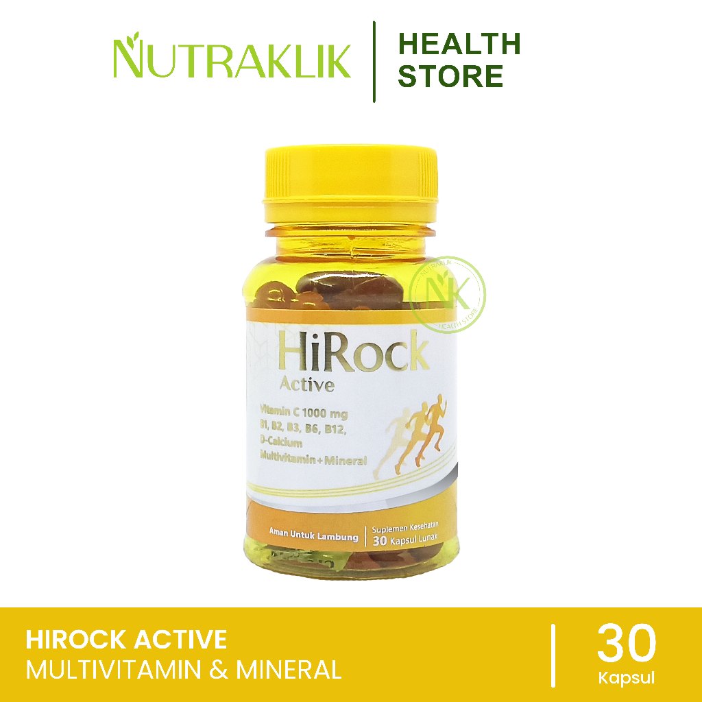 HIROCK ACTIVE - MULTIVITAMIN + MINERAL - AMAN UNTUK LAMBUNG ISI 30 & 100 || SUPLEMEN KESEHATAN