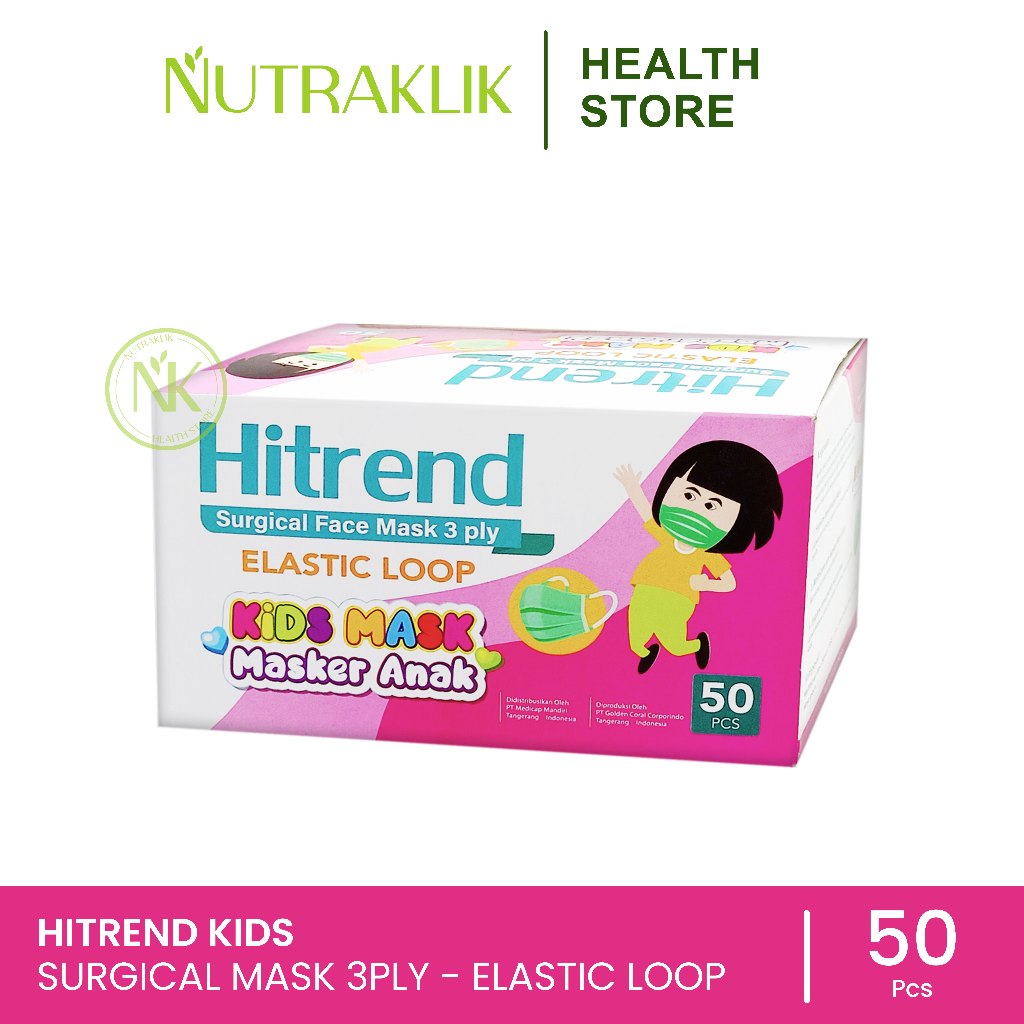 MASKER HITREND - KIDS MASK SURGICAL - MASKER 3Ply SURGICAL MASK BFE >99% - ISI 50 pcs