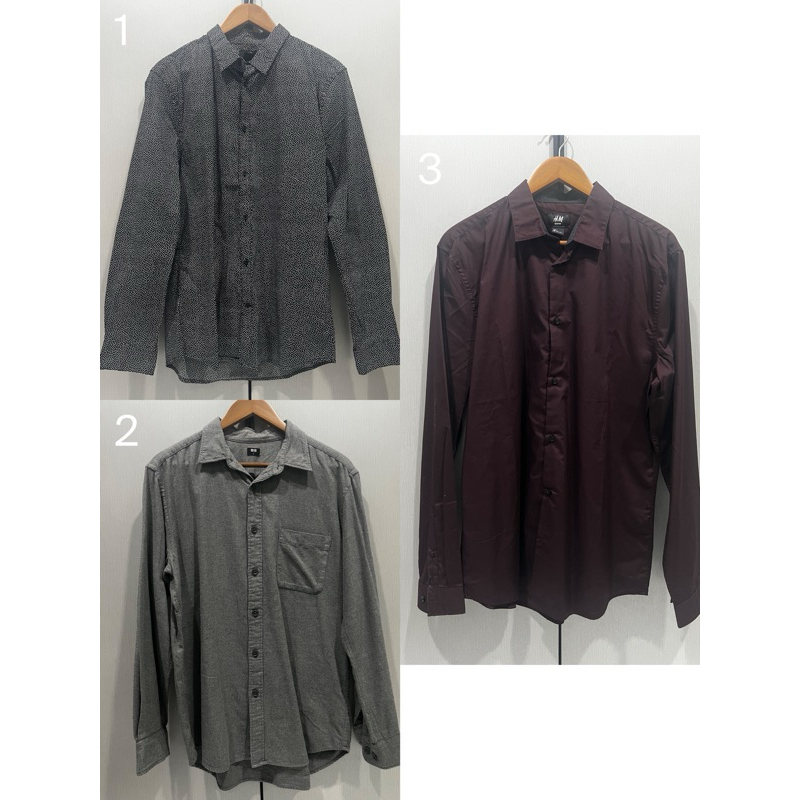 Kemeja Pria Lengan Panjang HnM Uniqlo Rope Man Preloved New