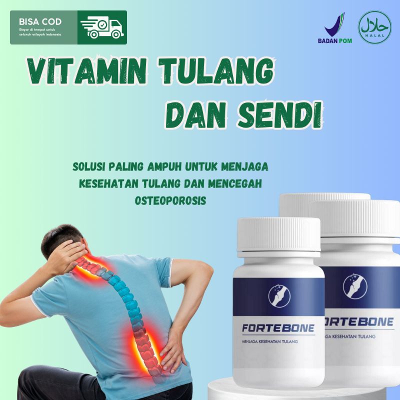 Fortebone Vitamin Tulang dan Sendi Suplemen Kesehatan Tulang Obat Pengapuran Tulang Syaraf Kejepit R