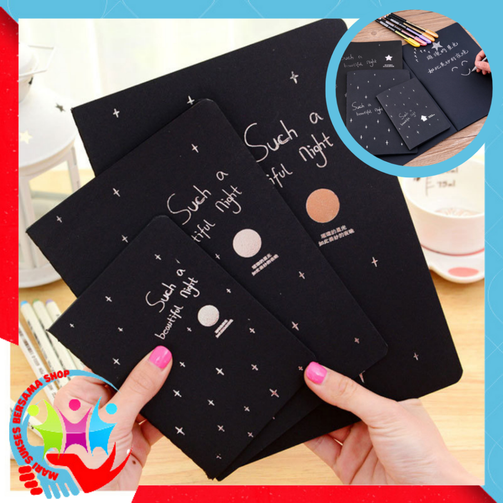 

MSBS Buku Tulis Warna Hitam Isi 28 Lembar Buku Catatan Kertas Hitam Ukuran A6 A5 B5 Black Paper Plain Notebook DIY Scrapbook Agenda Foto Diary Kreatif