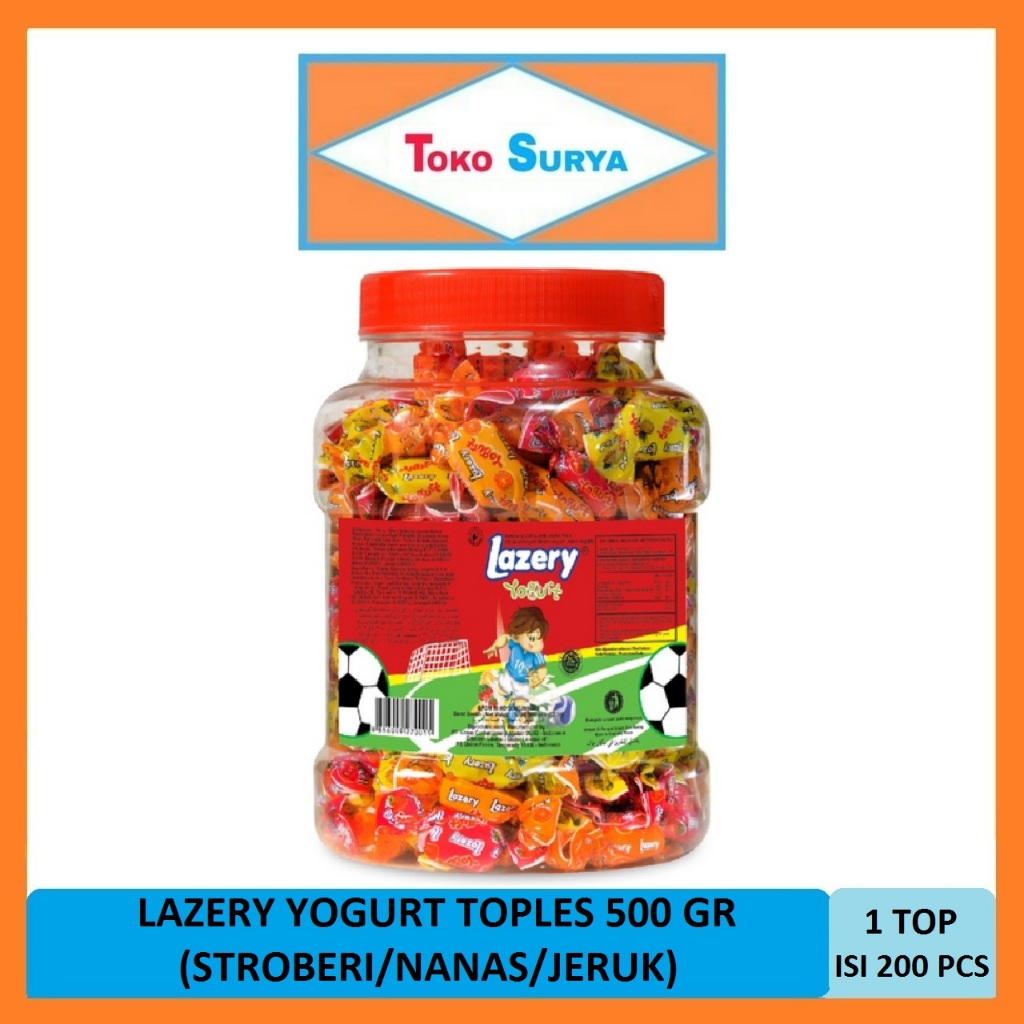 

Lazery Yogurt Toples Permen Lunak Aneka Rasa Stroberi/Nenas/Jeruk 500 Gr