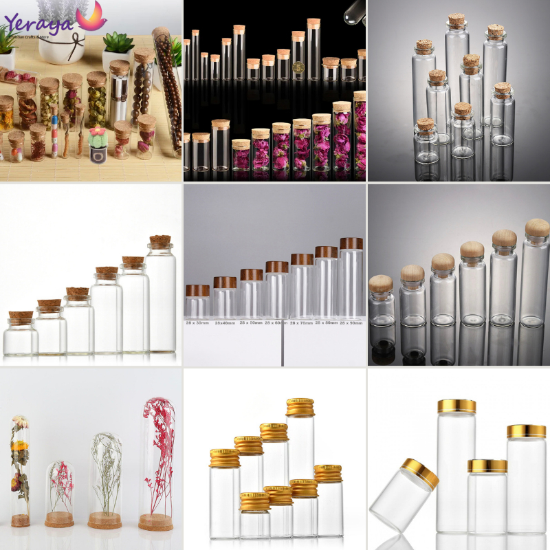 Botol Gelas Kaca Kotak Rosario Tempat Kalung + Tutup Kayu Botol Hiasan / Souvenir Botol Kaca (Paket 